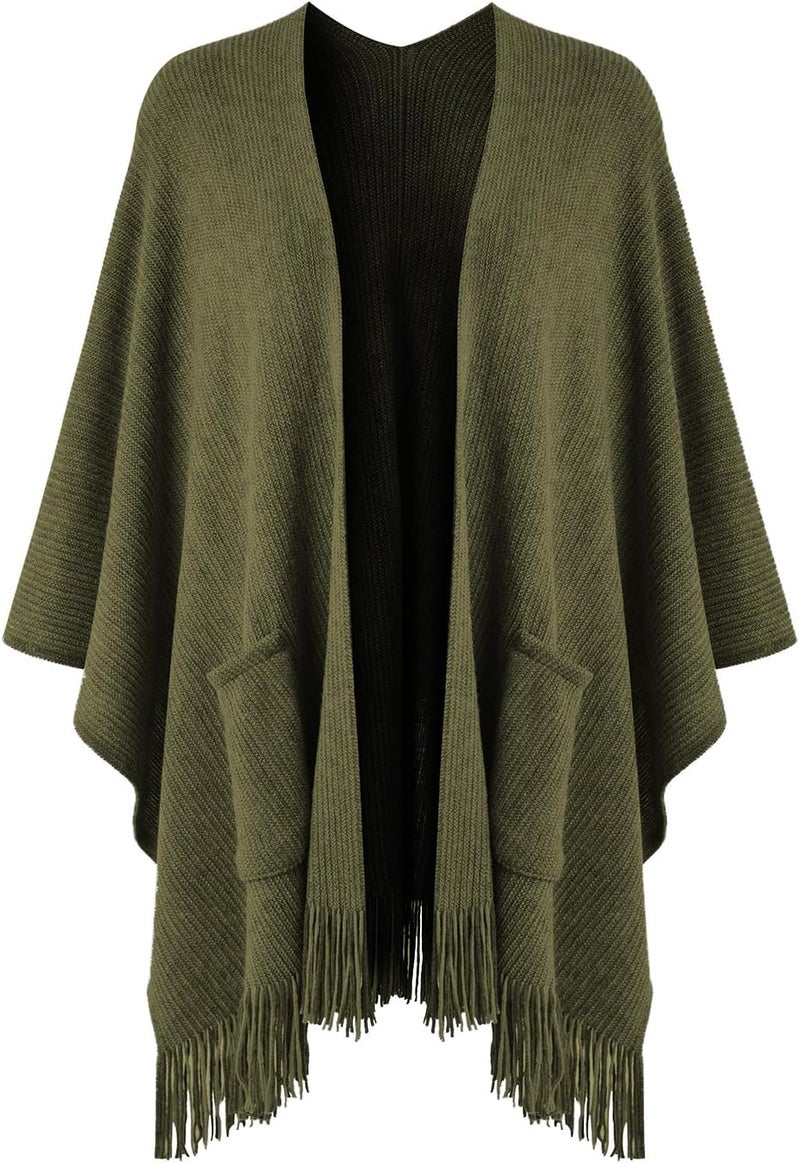 Ferand Shawl Wraps for Women, Cozy Lightweight Poncho Cape with Pockets, Warm for Fall Winter Travel - Image 1